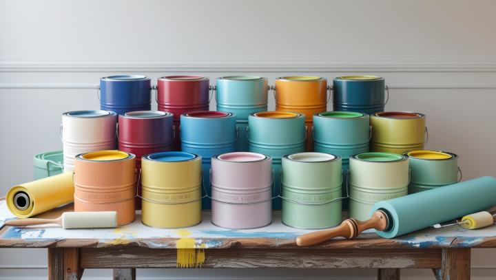 cans of furniture paints of different colors